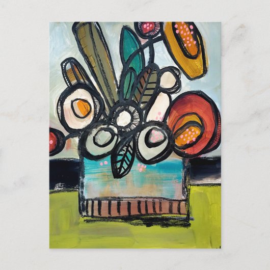Bookay - handgemalt mit Blumen Postkarte (Vorderseite)