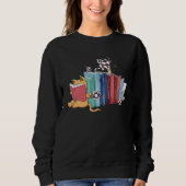 Bookend Kitten Cats Tea and Books Sweatshirt (Vorderseite)