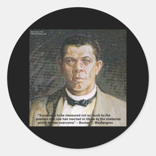 Booker T Washington & Success Quote Runder Aufkleber (Vorderseite)