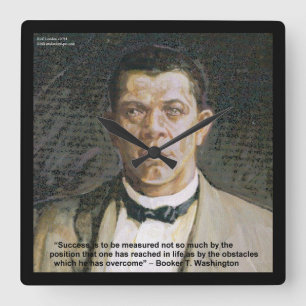 Booker T Washington & Success Quote Wall Clock Quadratische Wanduhr