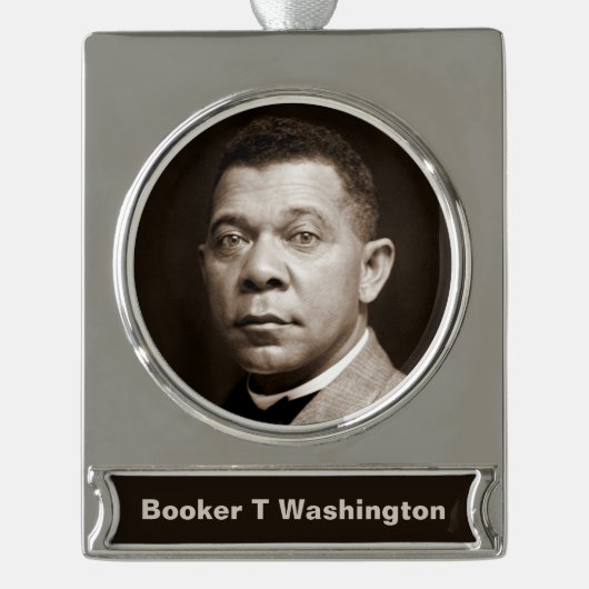 Booker Washington: Afrikanischer amerikanischer Er Banner-Ornament Silber (Vorderseite)