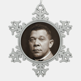 Booker Washington: Afrikanischer amerikanischer Er Schneeflocken Zinn-Ornament