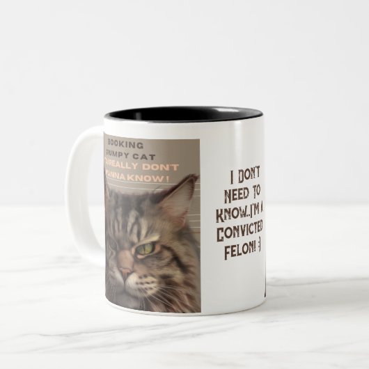 "Booking Grumpy Cat" Grumpy Cat geht ins Gefängnis Zweifarbige Tasse (Vorderseite Links)