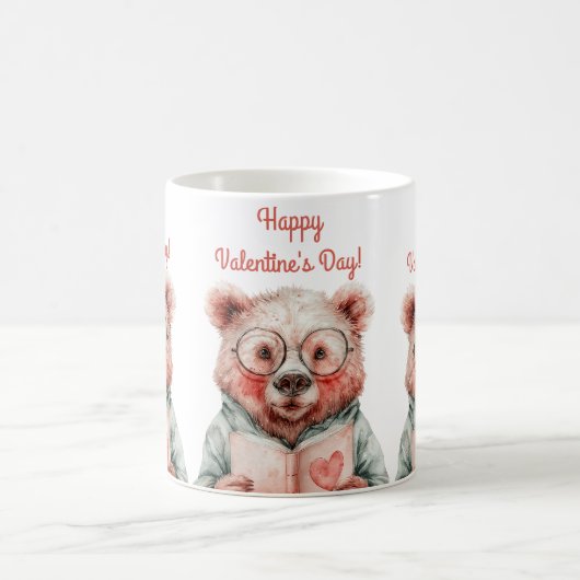 Bookish Bear Valentine`s Day Kaffeetasse (Mittel)