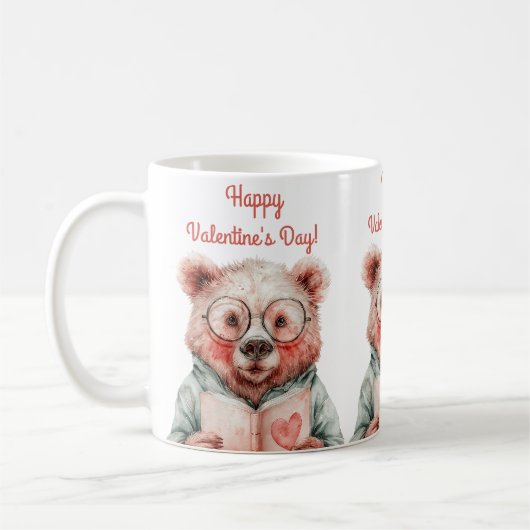 Bookish Bear Valentine`s Day Kaffeetasse (Links)