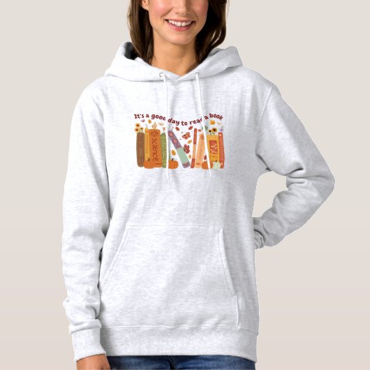 Bookish book Lovers - cute orange pumpkin - Fall Hoodie (Vorderseite)