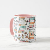 Bookish Books Pastel Pink Coffee Mug Tasse (Vorderseite Links)