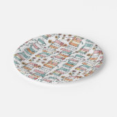 Bookish Books Pastel Pink Paper Plates Pappteller (Schrägansicht)