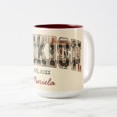 Bookish Bookshelf Est. 20XX Zweifarbige Tasse (VorderseiteRechts)