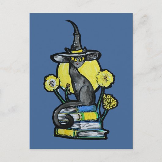 Bookish Cat Witch                                  Postkarte (Vorderseite)