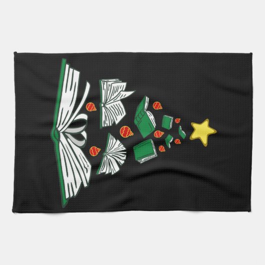 Bookish Christmas Tree III Geschirrtuch (Horizontal)