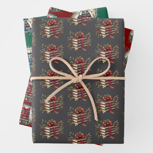 Bookish Christmas wrapping gift paper Geschenkpapier Set (Beispiel)