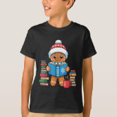 Bookish Gingerbread Reading Books Christmas Pajama T-Shirt (Vorderseite)
