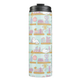 Bookish Girly Cute Cat Name Green Thermosbecher