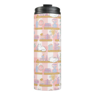 Bookish Girly Pink Cute Cat Name Ther Thermal Tumb Thermosbecher