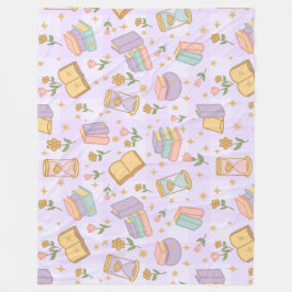 Bookish Magic Purple Girl Pastel Fleecedecke