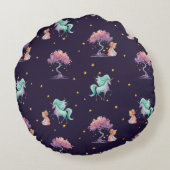 Bookish Magic Unicorn & Storytime Girl Round Pillo Rundes Kissen (Rückseite)