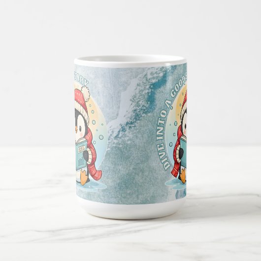 Bookish Penguin Adventure Large Coffee Tea Mug Kaffeetasse (Mittel)