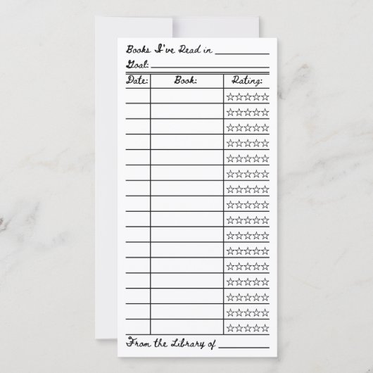 Bookish Reading List Tracker Flat Card (Vorderseite)