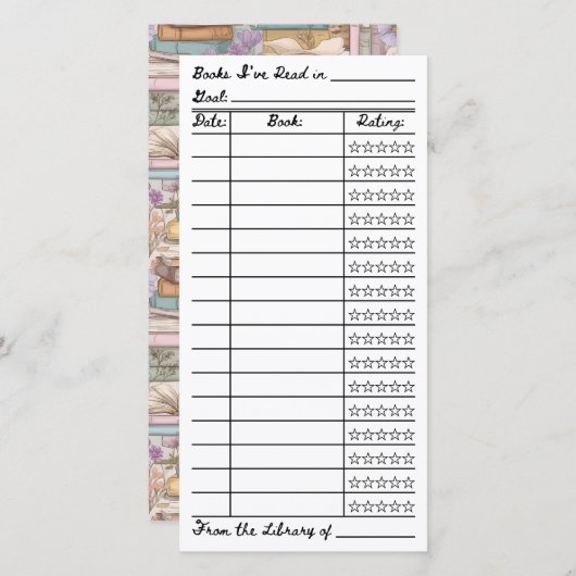 Bookish Reading List Tracker Flat Card (Vorne/Hinten)
