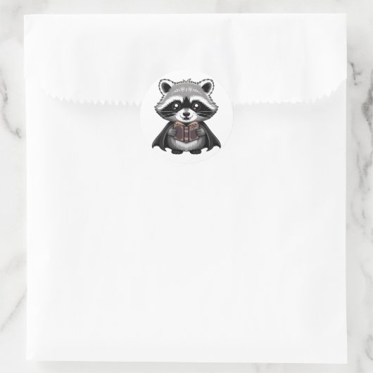 Bookish Vampire Raccoon Gothic Runder Aufkleber (Tasche)