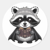 Bookish Vampire Raccoon Gothic Runder Aufkleber (Vorderseite)