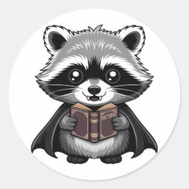 Bookish Vampire Raccoon Gothic Runder Aufkleber