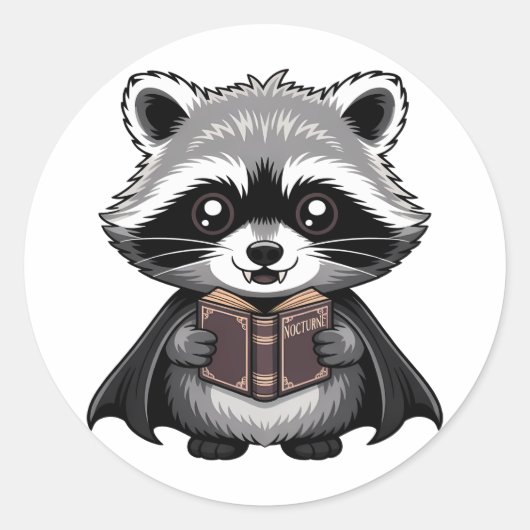 Bookish Vampire Raccoon Gothic Runder Aufkleber (Vorderseite)