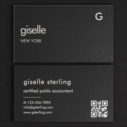 Bookkeeper Accountant CPA Faux Leather QR Code Visitenkarte