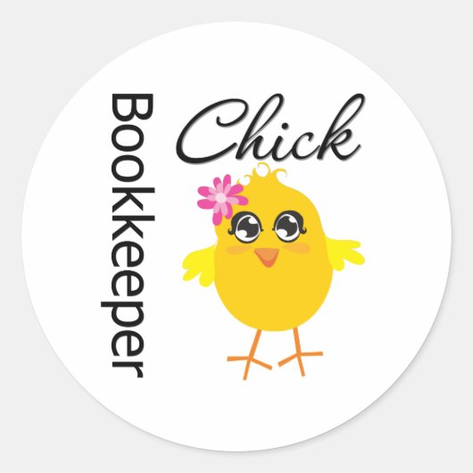 Bookkeeper Chick Runder Aufkleber (Vorderseite)
