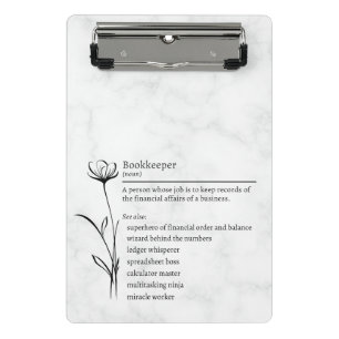 Bookkeeper Definition Funny Synonym Mini-Zwischena Mini Klemmbrett