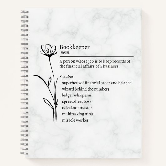 Bookkeeper Definition Funny Synonym Notebook Notizblock (Vorderseite)