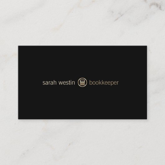 Bookkeeper Gold Calculator Icon Business Card Visitenkarte (Vorderseite)