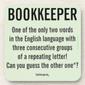 "Bookkeeper ist ein einzigartiges Wort" Untersetzer (Vorderseite)