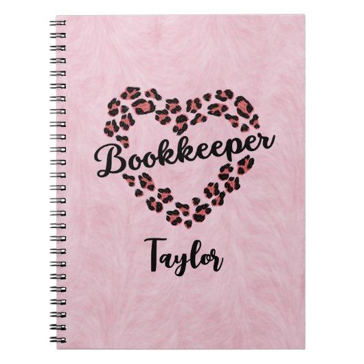 Bookkeeper Leopard Heart Frame Foto Notebook Notizblock (Vorderseite)