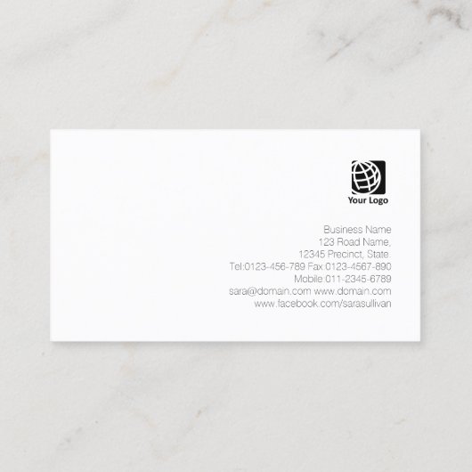 Bookkeeper Truquoise Grunge Thin Letters Visitenkarte (Rückseite)