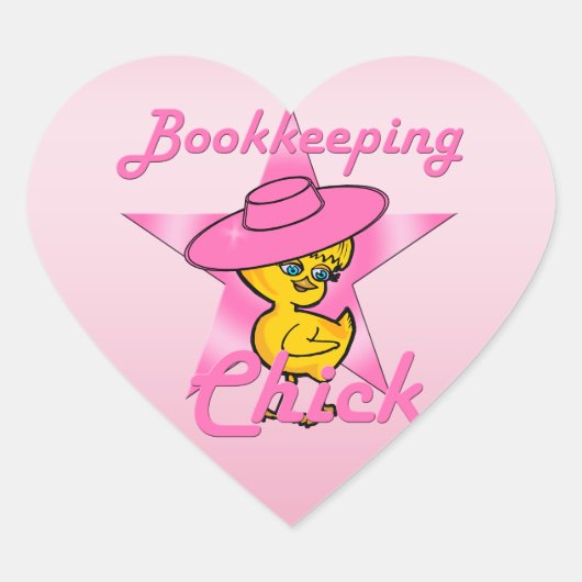 Bookkeeping Chick #8 Herz-Aufkleber (Vorderseite)