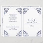 Booklet für Hochzeitstorte - Nadine (Navy) (Vorne/Hinten)