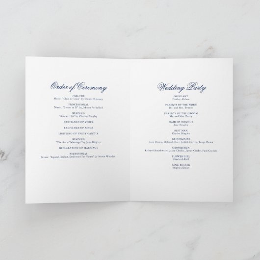 Booklet/Programm für Minimalistische Sketch-Hochze Karte (Innenseite)