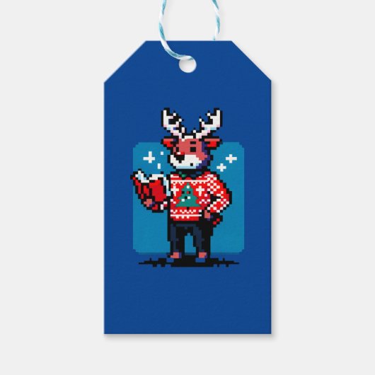 Booklet Reindeer - Cosy Pixel Art Christmas Design Geschenkanhänger (Vorderseite)