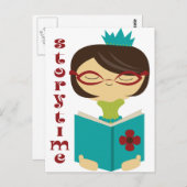 Booklet Storytime lesen Lady Librarian Geschenk Postkarte (Vorne/Hinten)