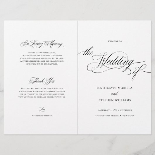 Booklet zum klassischen Script-Elegant-Hochzeitspr (Vorderseite)