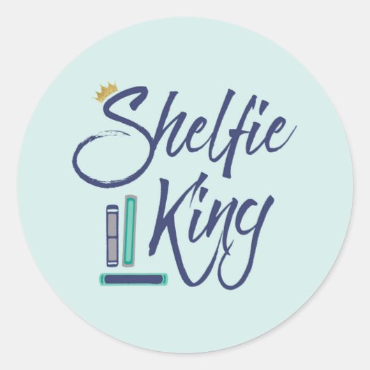Booklover Shelfie King Runder Aufkleber (Vorderseite)
