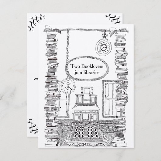 Booklovers-Einladungs-Hochzeits-Karte Einladung (Vorne/Hinten)