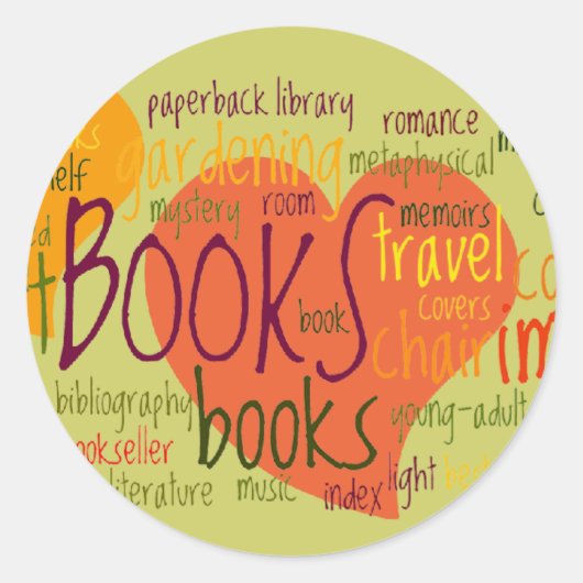 Booklovers Heart Buchzeichen Runder Aufkleber (Vorderseite)