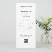 Bookmark Calendar Heart Photo Strip Modern Wedding Save The Date (Stehend Vorderseite)
