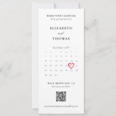 Bookmark Calendar Heart Photo Strip Modern Wedding Save The Date (Vorderseite)