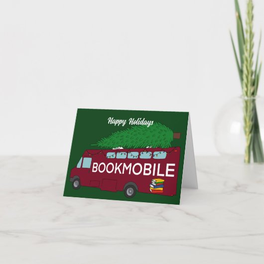 Bookmobil mit Weihnachtsbaum auf Top Custom Karte (Vorderseite)