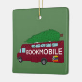 Bookmobil mit Weihnachtsbaum oben Keramikornament (Links)