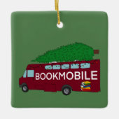 Bookmobil mit Weihnachtsbaum oben Keramikornament (Vorderseite)